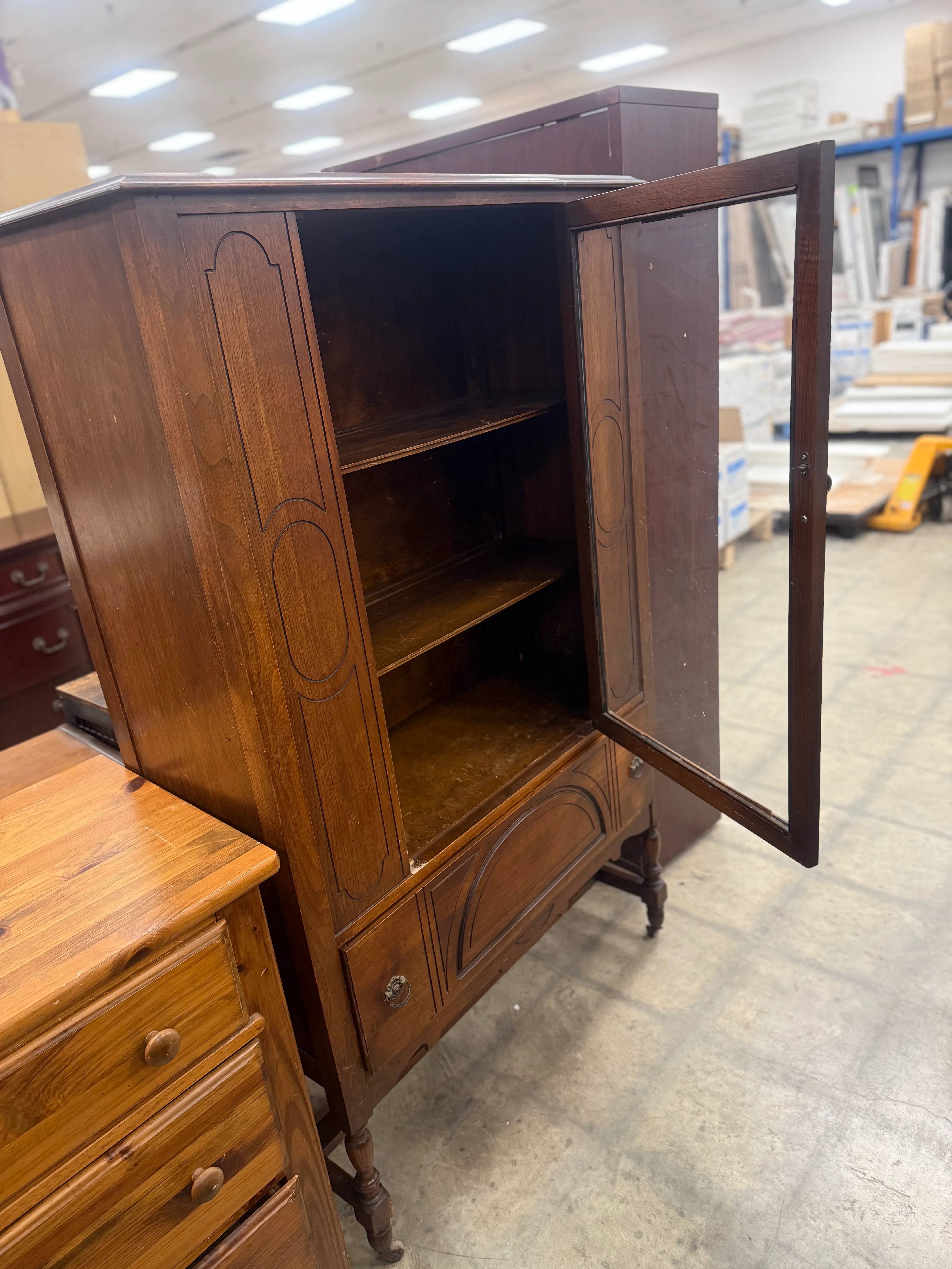 Antique Hutch Cabinet with Castors - Image 4
