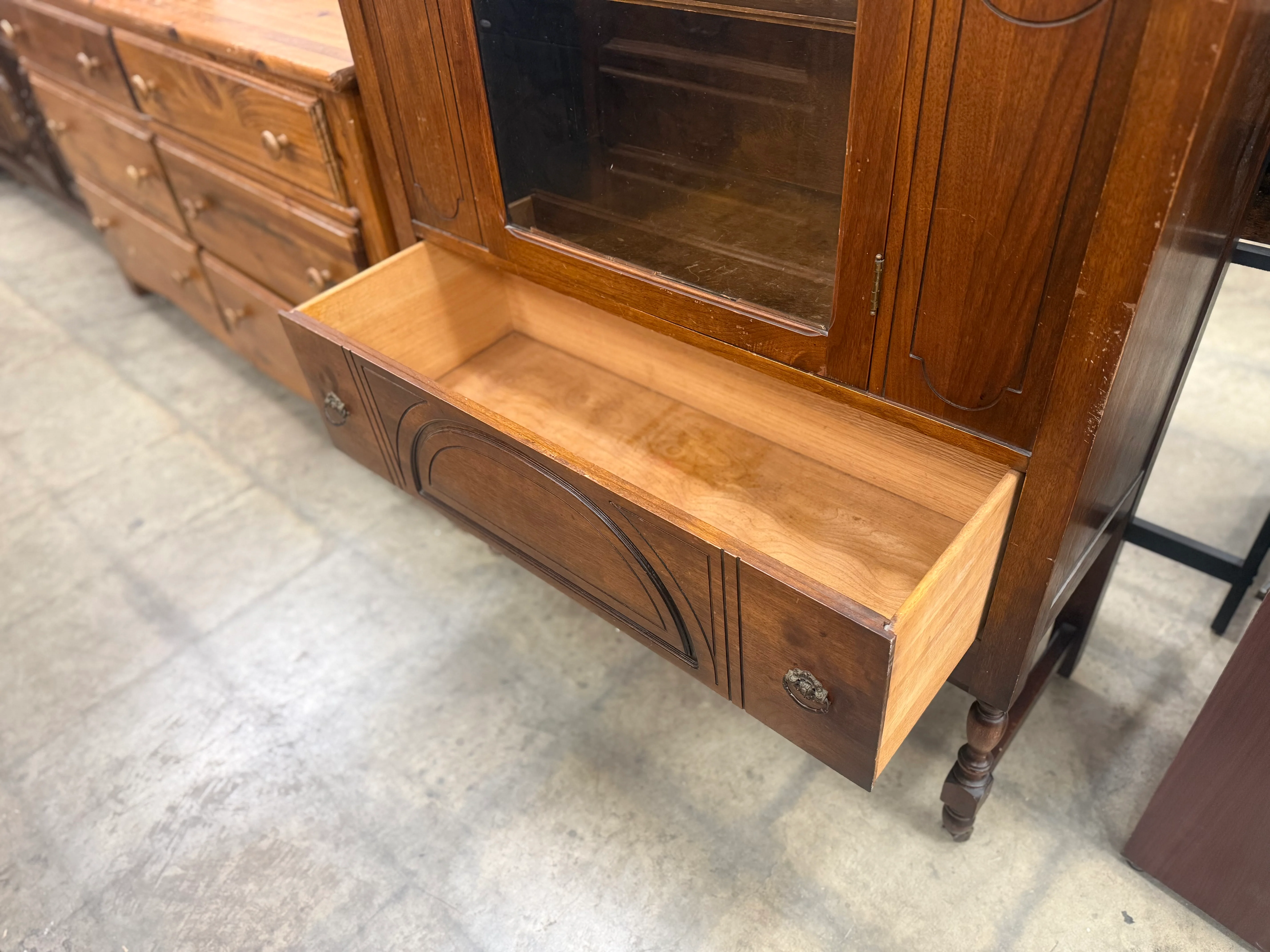 Antique Hutch Cabinet with Castors - Image 6