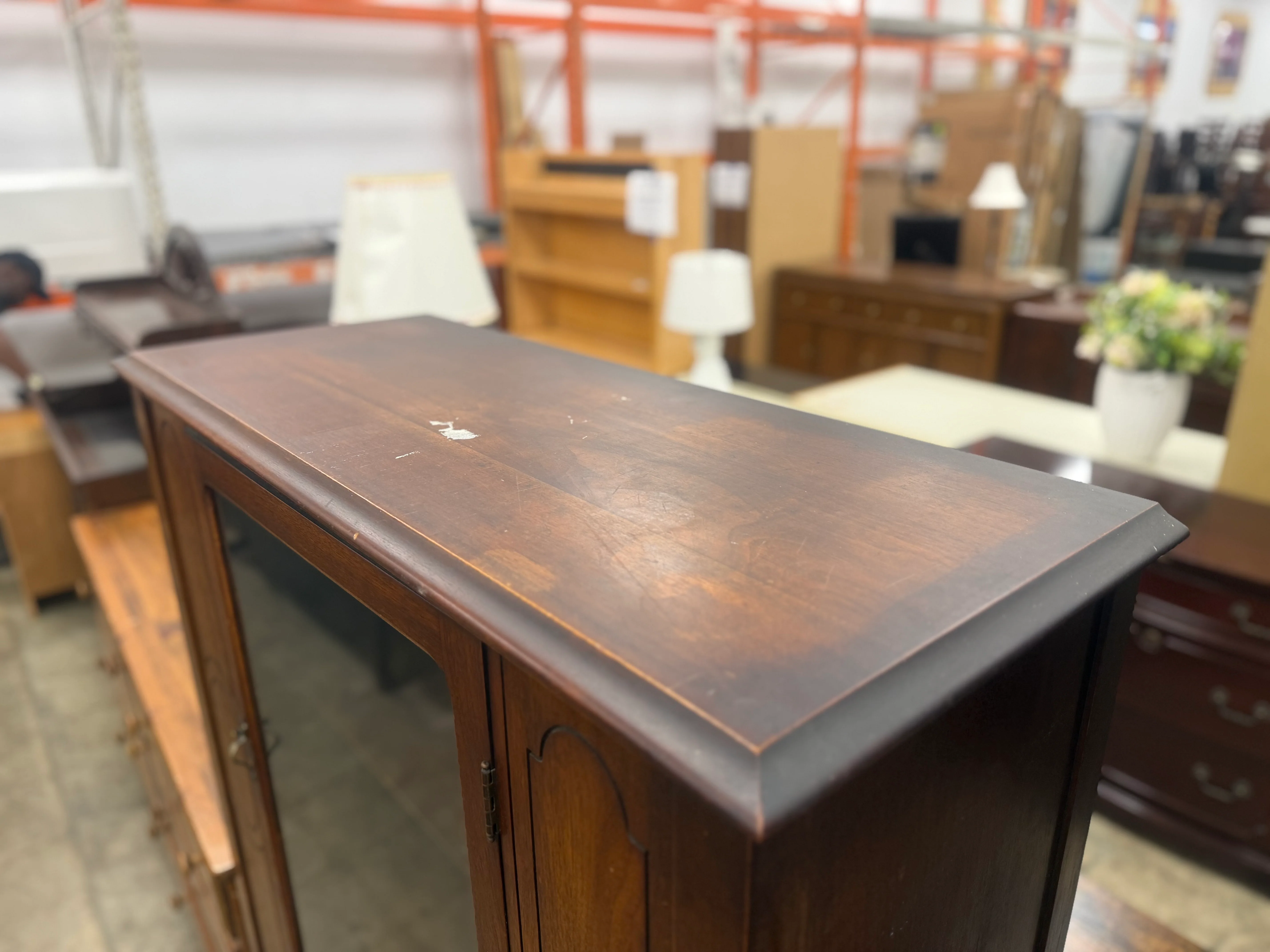 Antique Hutch Cabinet with Castors - Image 7