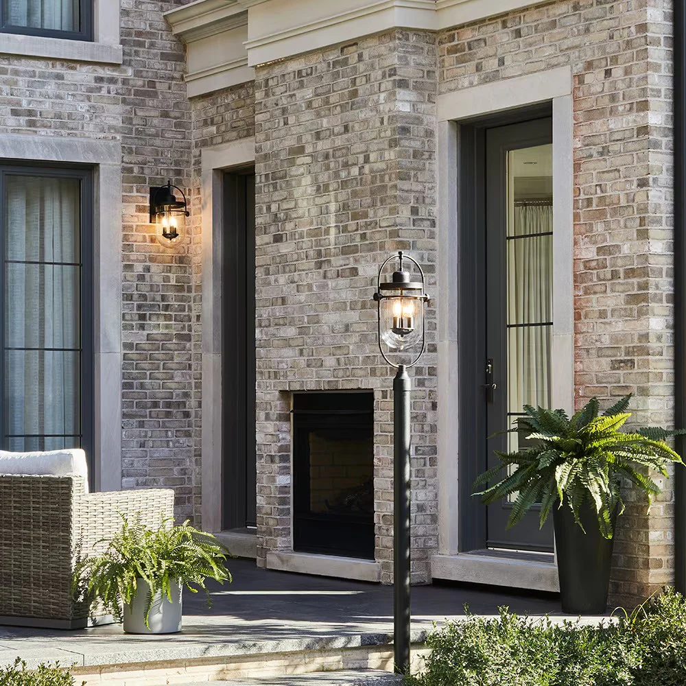 Lowell 3-Light 10"H Outdoor Post Mount Lantern Light, Black Metal & Clear Glass - Image 10