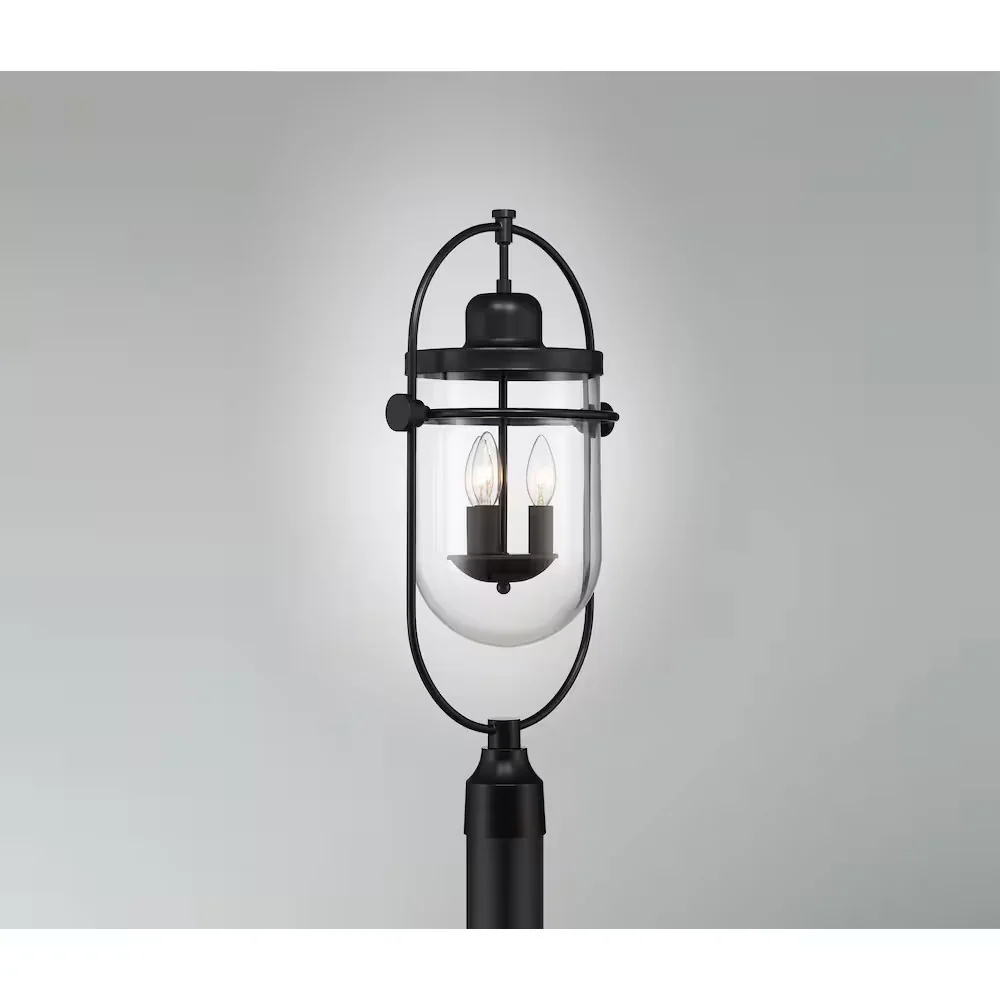 Lowell 3-Light 10"H Outdoor Post Mount Lantern Light, Black Metal & Clear Glass - Image 7