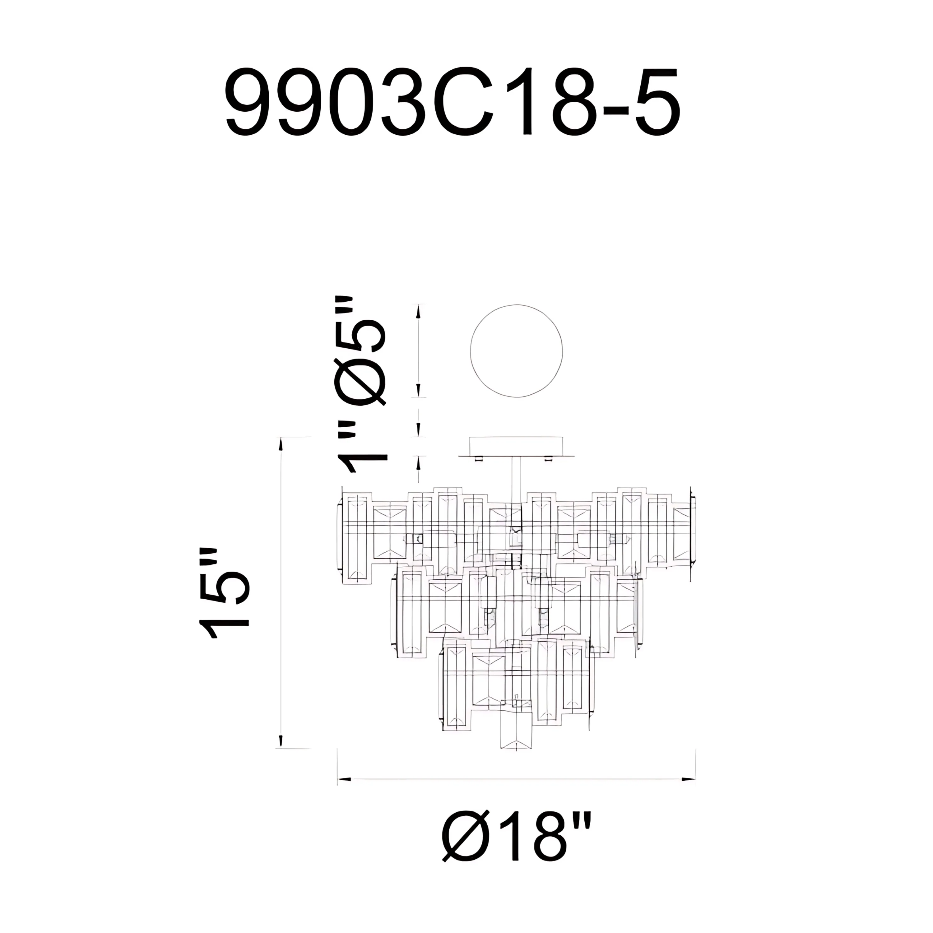Quida 5-Light Chandelier - Champagne Finish - 18 inch ⌀ - Image 7